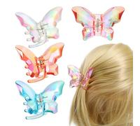4pcs Butterfly Claw Clip Set for Thick Hair, Chic Plastic Accessory | Butterfly Clip, and Teens Daily Styling, Quick On-the-go Use, Carry Spares in Bag