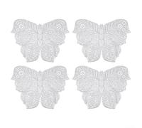 4pcs Butterfly Placemats PVC Heat Resistant Easy Clean Decorative Table Mats for Homes Dining Kitchen Restaurant Gold Red Pink(white)