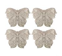 4pcs Butterfly Placemats PVC Heat Resistant Easy Clean Decorative Table Mats for Homes Dining Kitchen Restaurant Gold Red Pink(gold)