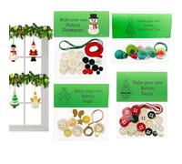 4Pcs Button Christmas Tree Kit, Make Your Own Button Santa, Hanging Home Window Ornaments, With Santa Claus, Tree, Soldier, Angel, For Holiday Teens Adults School Families