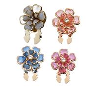4Pcs Button Covers for Women, Rhinestone Flower Sewing Clip Sleeve, Button Cover Flower Cufflinks, Cufflink Embellishments for Women Girls, Shirts Blouses Dress Business Work Daily