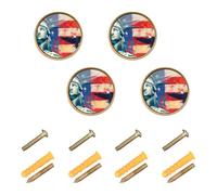 4PCS Cabinet Door Knobs USA Presidents Day Flag & Lady Liberty Closet Knobs for Cupboards 1.26"(32mm)