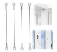 4pcs Cabinet Door Window Restrictor 8 Inch 20 Cm Stainless Steel Flap Stay Stop Restraint Wire Rope Flexible Lightweight Braided Cable Hinge Limiter for Chest Cupboard Door Curtains Hanging Lamps Etc