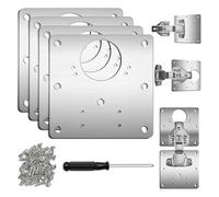 4PCS Cabinet Hinge Repair Plate with 24 Customized Screws, Stainless Steel Kitchen Cupboard Door Hinge Repair Brackets with Holes to Mend Kitchen Cupboard Doors (9 x 9 cm)