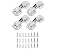 4pcs Cabinet Hinges Kitchen Cupboard Hinge, Wardrobe Door Hinges for Bathroom Bedroom Furniture Full Overlay Installation with Screws Soft Close (24Pcs Screws)