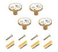 4PCS Cabinet Pulls and Knobs Cute Childrens Trucks Diggers Yellow Kitchen Drawer Knobs Boho Dresser Knobs Gold for Door and Drawer Cupboards 1.26"