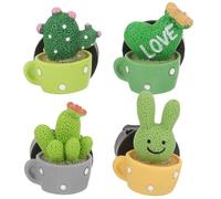 4pcs Cactus Car Air Vent Clips Resin Aroma Diffuser Decor | Compact Portable Design for Drivers, Wardrobe Rods or Closets, Vivid Cartoon Styling, Helps Reduce Unwanted Odours