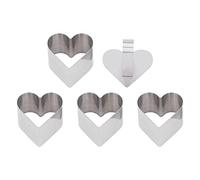 4Pcs Cake Cutter Mold Stainless Steel Multifunction DIY Easy Release Cake Baking Cutter Mold Tool with Lid for Cakes (Heart Shape)