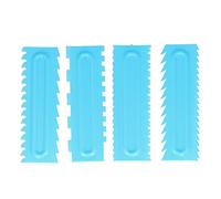 4PCS Cake Decorating Comb Set Premium Icing Smoother Cream Scraper Fondant Tools for Professional Bakers and Home Bakers Plastic Blue 22x7.2cm