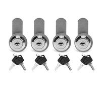 4Pcs Cam Lock, Cabinet Lock with Key Keyed Alike Tubular Lock RV Storage Lock Barrel Lock Cylinder for Trailer RV 15mm Dia Toolbox Locker Replacement Tubular with Keys