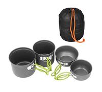 4Pcs Camping Pot Kit, Outdoor Camping Cookware Set, Multi Layers Anti Scalding Design with Folding Handle, Lightweight Mess Kit for Hiking Backpacking and Picnic, Includes 2 Pots a
