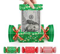 4PCS Candy Christmas Money Holders for Cash, Christmas Money Box for Cash Gift Pull with 40Pcs Transparent Envelopes, Surprise Box for Cash Gifts for Kids Teen Girls Boys Women Men Mom Dad