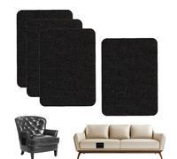 4Pcs Canvas Repair Patch, 28 x 20.5cm Linen Fabric Repair Kit, Wear Scratch Resistant Waterproof Patch for Sofas, Lounge, Chairs, Furniture, Tents, Car Seats - Quick Self Adhesive (Black)