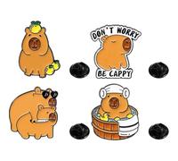 4pcs Capybara Brooches Cartoon Animal Brooches Cute Lapel Pins Stylish Badges for Backpacks Jewelry Accessories
