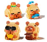 4Pcs Capybara Building Blocks Set, DIY Building Blocks Capybara, 945Pcs Building Bricks, Cartoon Mini Building Blocks for Parent-Child Interactive Games, Stress-Relieving Educational Toys