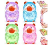 4PCS Capybara Squishy Fidget Toys, Sugar Squishy Nee Capybara Stress Balls for Adults Kids, Doh Nice Ice Cube Squeeze Sensory Fidget Toys for Autism Anxiety Relief Stocking Fillers.