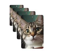 4Pcs Car Air Fresheners Cards A curious cat Hanging Fragrance Scented Cards Lasting Scent Car Aromatherapy Tablets Auto Rearview Mirror Pendant for Wardrobe Shoe Cabinet