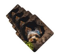 4Pcs Car Air Fresheners Cards A little Yorkshire terrier Hanging Fragrance Scented Cards Lasting Scent Car Aromatherapy Tablets Auto Rearview Mirror Pendant for Wardrobe Shoe Cabinet