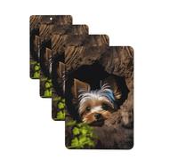 4Pcs Car Air Fresheners Cards A little Yorkshire terrier Hanging Fragrance Scented Cards Lasting Scent Car Aromatherapy Tablets Auto Rearview Mirror Pendant for Wardrobe Shoe Cabinet