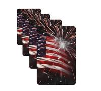 4Pcs Car Air Fresheners Cards American Flag Firework Hanging Fragrance Scented Cards Lasting Scent Car Aromatherapy Tablets Auto Rearview Mirror Pendant for Wardrobe Shoe Cabinet