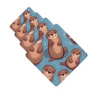 4Pcs Car Air Fresheners Cards Animal Cute Brown Otters Hanging Fragrance Scented Cards Lasting Scent Car Aromatherapy Tablets Auto Rearview Mirror Pendant for Wardrobe Shoe Cabinet