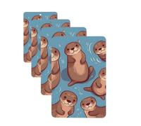 4Pcs Car Air Fresheners Cards Animal Cute Brown Otters Hanging Fragrance Scented Cards Lasting Scent Car Aromatherapy Tablets Auto Rearview Mirror Pendant for Wardrobe Shoe Cabinet