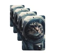 4Pcs Car Air Fresheners Cards Astronaut cat in space Hanging Fragrance Scented Cards Lasting Scent Car Aromatherapy Tablets Auto Rearview Mirror Pendant for Wardrobe Shoe Cabinet