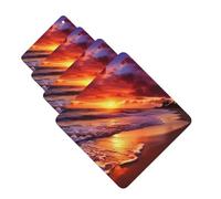 4Pcs Car Air Fresheners Cards Beautiful Beach Sunset Hanging Fragrance Scented Cards Lasting Scent Car Aromatherapy Tablets Auto Rearview Mirror Pendant for Wardrobe Shoe Cabinet