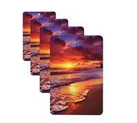 4Pcs Car Air Fresheners Cards Beautiful Beach Sunset Hanging Fragrance Scented Cards Lasting Scent Car Aromatherapy Tablets Auto Rearview Mirror Pendant for Wardrobe Shoe Cabinet