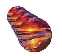 4Pcs Car Air Fresheners Cards Beautiful Beach Sunset Hanging Fragrance Scented Cards Lasting Scent Car Aromatherapy Tablets Auto Rearview Mirror Pendant for Wardrobe Shoe Cabinet