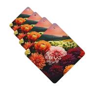 4Pcs Car Air Fresheners Cards Beautiful Flowers Hanging Fragrance Scented Cards Lasting Scent Car Aromatherapy Tablets Auto Rearview Mirror Pendant for Wardrobe Shoe Cabinet