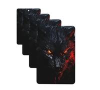 4Pcs Car Air Fresheners Cards Big black wolf with red eyes Hanging Fragrance Scented Cards Lasting Scent Car Aromatherapy Tablets Auto Rearview Mirror Pendant for Wardrobe Shoe Cabinet
