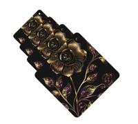 4Pcs Car Air Fresheners Cards Black and Gold Flowers Hanging Fragrance Scented Cards Lasting Scent Car Aromatherapy Tablets Auto Rearview Mirror Pendant for Wardrobe Shoe Cabinet