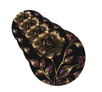 4Pcs Car Air Fresheners Cards Black and Gold Flowers Hanging Fragrance Scented Cards Lasting Scent Car Aromatherapy Tablets Auto Rearview Mirror Pendant for Wardrobe Shoe Cabinet
