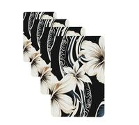 4Pcs Car Air Fresheners Cards Black and white hawaiian flowers Hanging Fragrance Scented Cards Lasting Scent Car Aromatherapy Tablets Auto Rearview Mirror Pendant for Wardrobe Shoe Cabinet