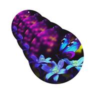 4Pcs Car Air Fresheners Cards Blue Purple Flower Butterfly Hanging Fragrance Scented Cards Lasting Scent Car Aromatherapy Tablets Auto Rearview Mirror Pendant for Wardrobe Shoe Cabinet