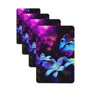 4Pcs Car Air Fresheners Cards Blue Purple Flower Butterfly Hanging Fragrance Scented Cards Lasting Scent Car Aromatherapy Tablets Auto Rearview Mirror Pendant for Wardrobe Shoe Cabinet