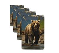 4Pcs Car Air Fresheners Cards Brown bear Hanging Fragrance Scented Cards Lasting Scent Car Aromatherapy Tablets Auto Rearview Mirror Pendant for Wardrobe Shoe Cabinet