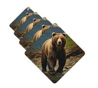 4Pcs Car Air Fresheners Cards Brown bear Hanging Fragrance Scented Cards Lasting Scent Car Aromatherapy Tablets Auto Rearview Mirror Pendant for Wardrobe Shoe Cabinet