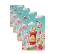 4Pcs Car Air Fresheners Cards Candy Happy Hanging Fragrance Scented Cards Lasting Scent Car Aromatherapy Tablets Auto Rearview Mirror Pendant for Wardrobe Shoe Cabinet