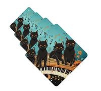 4Pcs Car Air Fresheners Cards Cats lying on the piano keyboard Hanging Fragrance Scented Cards Lasting Scent Car Aromatherapy Tablets Auto Rearview Mirror Pendant for Wardrobe Shoe Cabinet