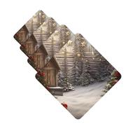 4Pcs Car Air Fresheners Cards Christmas Wood Hanging Fragrance Scented Cards Lasting Scent Car Aromatherapy Tablets Auto Rearview Mirror Pendant for Wardrobe Shoe Cabinet