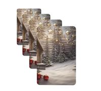 4Pcs Car Air Fresheners Cards Christmas Wood Hanging Fragrance Scented Cards Lasting Scent Car Aromatherapy Tablets Auto Rearview Mirror Pendant for Wardrobe Shoe Cabinet