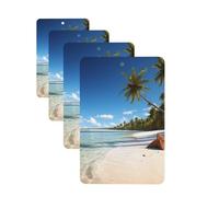 4Pcs Car Air Fresheners Cards Coconut Palm Beach Hanging Fragrance Scented Cards Lasting Scent Car Aromatherapy Tablets Auto Rearview Mirror Pendant for Wardrobe Shoe Cabinet