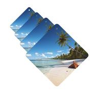 4Pcs Car Air Fresheners Cards Coconut Palm Beach Hanging Fragrance Scented Cards Lasting Scent Car Aromatherapy Tablets Auto Rearview Mirror Pendant for Wardrobe Shoe Cabinet