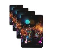 4Pcs Car Air Fresheners Cards Colorful Music Notes Hanging Fragrance Scented Cards Lasting Scent Car Aromatherapy Tablets Auto Rearview Mirror Pendant for Wardrobe Shoe Cabinet