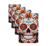 4Pcs Car Air Fresheners Cards Colorful Sugar Skull Hanging Fragrance Scented Cards Lasting Scent Car Aromatherapy Tablets Auto Rearview Mirror Pendant for Wardrobe Shoe Cabinet