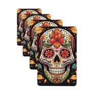 4Pcs Car Air Fresheners Cards Colorful Sugar Skull Hanging Fragrance Scented Cards Lasting Scent Car Aromatherapy Tablets Auto Rearview Mirror Pendant for Wardrobe Shoe Cabinet