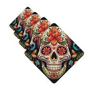 4Pcs Car Air Fresheners Cards Colorful Sugar Skull Hanging Fragrance Scented Cards Lasting Scent Car Aromatherapy Tablets Auto Rearview Mirror Pendant for Wardrobe Shoe Cabinet