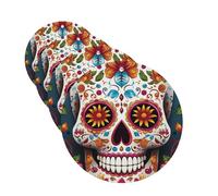 4Pcs Car Air Fresheners Cards Colorful Sugar Skull Hanging Fragrance Scented Cards Lasting Scent Car Aromatherapy Tablets Auto Rearview Mirror Pendant for Wardrobe Shoe Cabinet